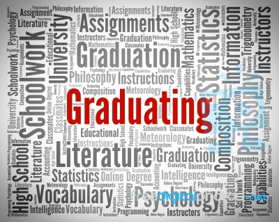 Graduating Word Indicating University Passing And Diploma Stock Image