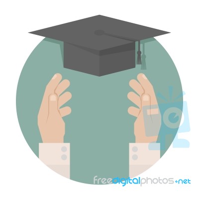 Graduation Cap In Hand Stock Image