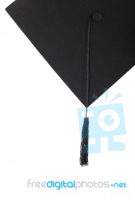 Graduation Cap With Black Tassel On The White Isolated Stock Photo