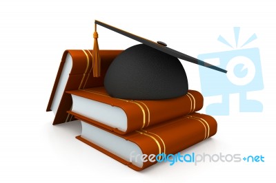 Graduation Cap With Book Stock Image