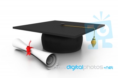 Graduation Cap With Diploma Stock Image