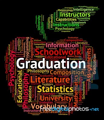 Graduation Word Indicating University Qualified And Passing Stock Image