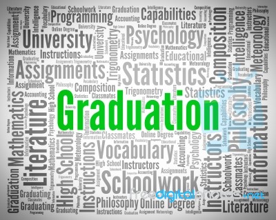 Graduation Word Represents University Phd And Diploma Stock Image