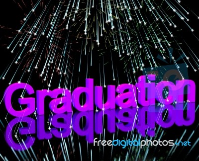 Graduation Word with fireworks Stock Image