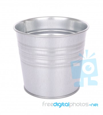 Grain Metal Bucket On White Background Stock Photo