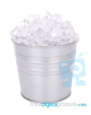 Grain Metal Ice Bucket On White Background Stock Photo