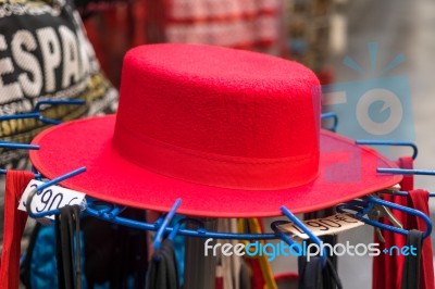 Granada, Andalucia/spain - May 7 : Red Hat For Sale In Granada S… Stock Photo