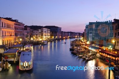 Grand Canal At Night Stock Photo