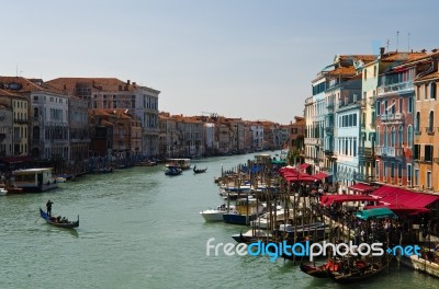 Grand Canal With Gondola, Venice Stock Photo