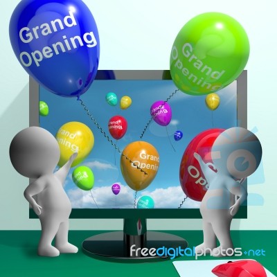 Grand Opening Balloons Showing New Online Store Launch Stock Image