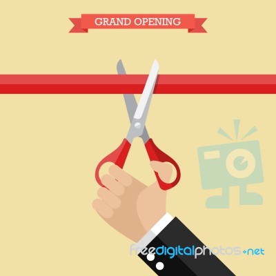 Grand Opening Poster In Flat Style Stock Image