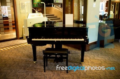 Grand Piano At Hotel Stock Photo