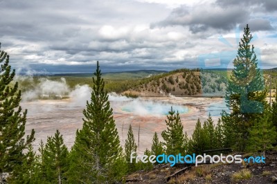 Grand Prismatic Spring Stock Photo