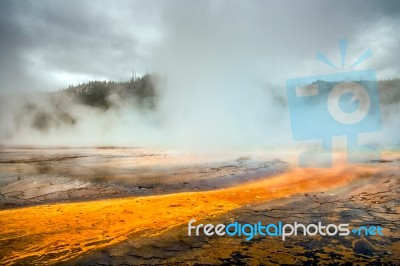 Grand Prismatic Spring In Yellowstone Stock Photo