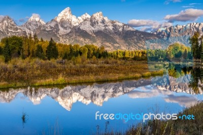 Grand Tetons Reflection Stock Photo