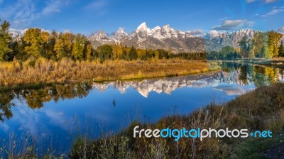 Grand Tetons Reflection Stock Photo