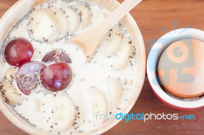 Granola With Fruits On Work Station Stock Photo