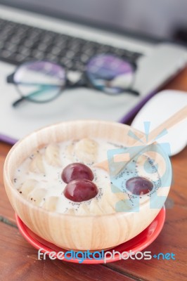 Granola With Fruits On Work Station Stock Photo