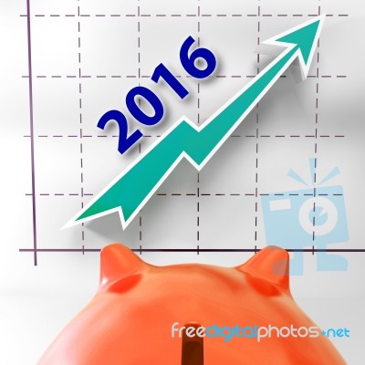 Graph 2016 Shows Forecast Of Rising Sales Stock Image