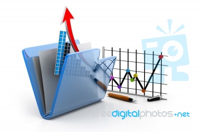 Graph And Chart In Folder Stock Image