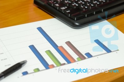 Graph And Keyboard Stock Photo