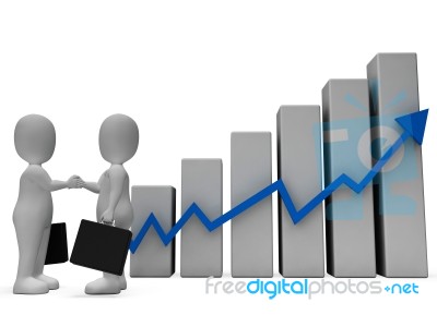 Graph Character Shows Success Successful And Business 3d Renderi… Stock Image