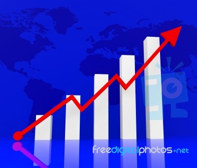 Graph Increasing Indicates Financial Report And Diagram Stock Image