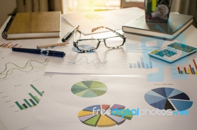 Graph Paper And Charts Stock Photo