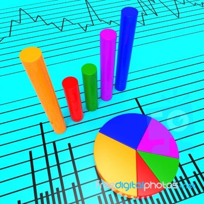 Graph Report Shows Infochart Document And Investment Stock Image