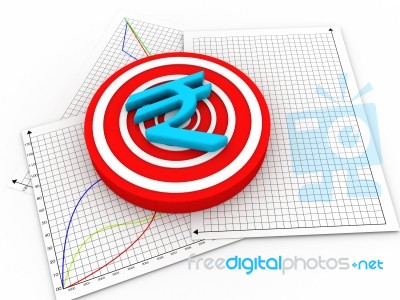 Graph With Rupee Symbol Stock Image