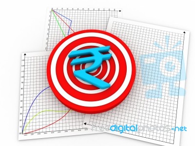 Graph With Rupee Symbol Stock Image