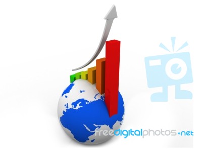 Graph With World Stock Image