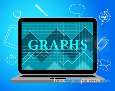 Graphs Online Shows Monitor Notebook And Computing Stock Image