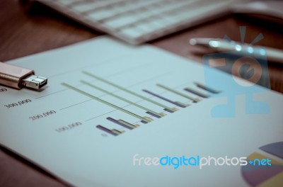 Graphs With Keyboard Stock Photo