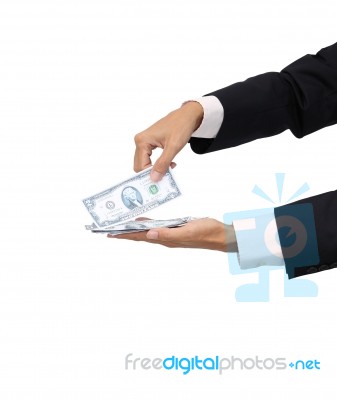 Grasp Some Cash In Business Man On White Background Stock Photo