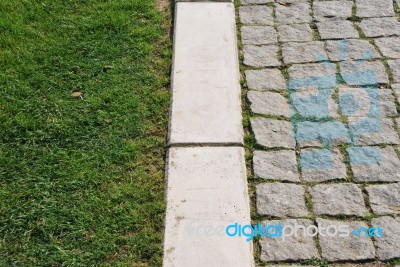 Grass And Stone (sidewalks) Stock Photo