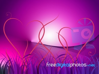 Grass Heart Background Shows Romantic Landscape Or Wallpaper
 Stock Image