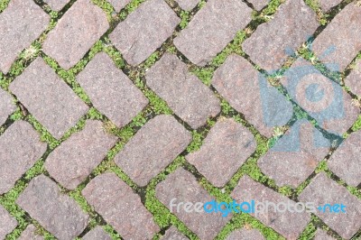 Grass Stone Floor Texture Pavement Design Stock Photo