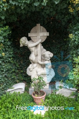 Gravestone At The Parish Church Of St. Georgen Stock Photo