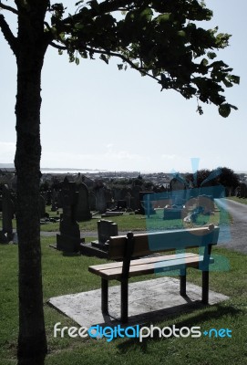 Graveyard Bench Stock Photo