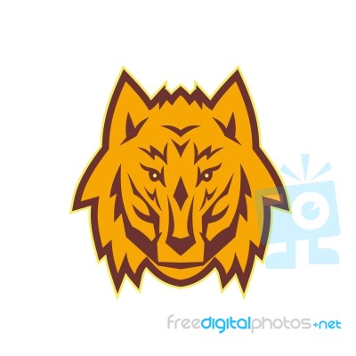 Gray Wolf Head Front Retro Stock Image