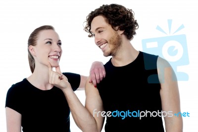 Great Bonding Between Young Charming Couple Stock Photo