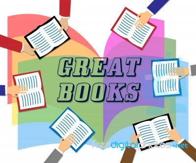 Great Books Indicates Agreeable Like And Wonderful Stock Image