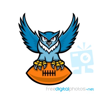 Great Horned Owl American Football Mascot Stock Image