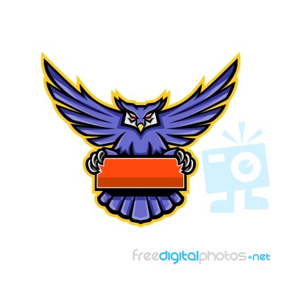 Great Horned Owl Banner Mascot Stock Image