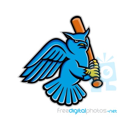 Great Horned Owl Baseball Mascot Stock Image