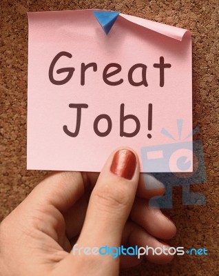 Great Job Text In Post It Note Stock Photo