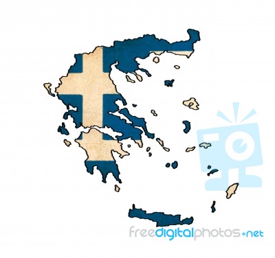 Greece Map On Greece Flag Drawing ,grunge And Retro Flag Series Stock Image