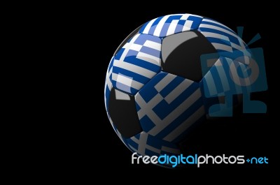 Greece Soccer Ball Isolated Dark Background Stock Image