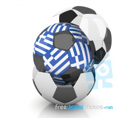 Greece Soccer Ball Isolated White Background Stock Image